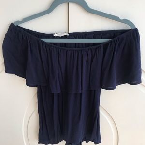 Honey Punch navy blue off shoulder blouse. Size M.